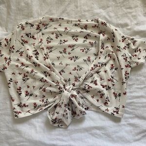 Floral print tie shirt
